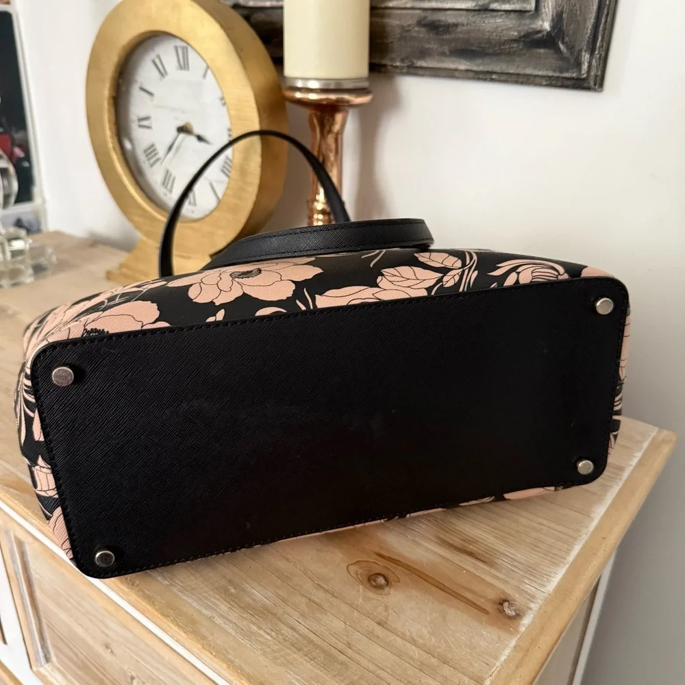 kate spade Black Tote with Blush Floral Print